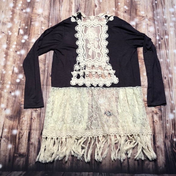 Umgee blue and cream small long cardigan - Picture 5 of 9